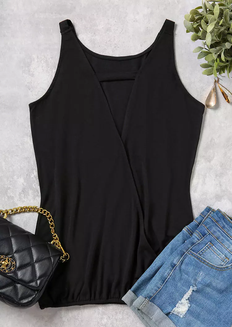 Hollow Out Wrap Sleeveless Camisole