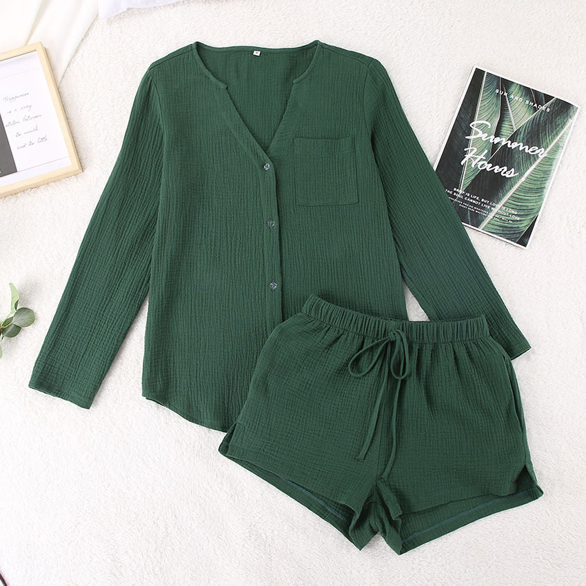Solid Color Double Layer Gauze Cotton Fashion Suit