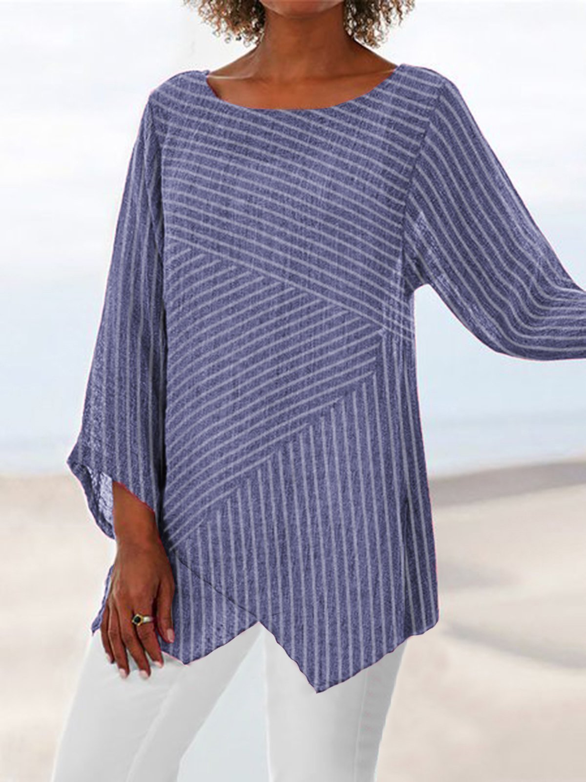 Crew Neck Long Sleeve Paneled Holiday Shirts