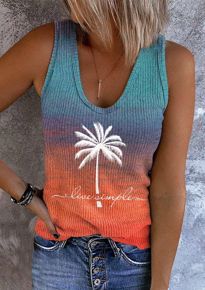 Live Simple Gradient Coconut Tree Tank