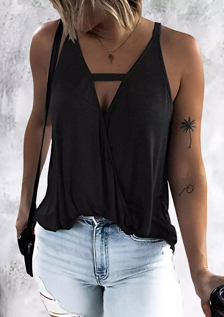Hollow Out Wrap Sleeveless Camisole
