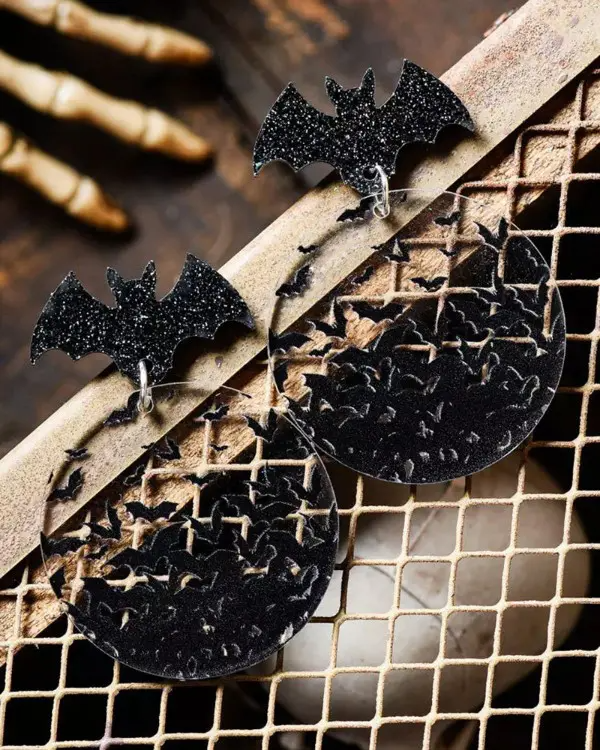 1Pair Halloween Bat Dangle Drop Earrings