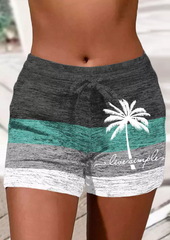 Live Simple Coconut Tree Color Block Shorts