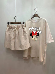 Wide-Leg Three-Quarter Pants Cute Loose T-Shirt Two-Piece Suit