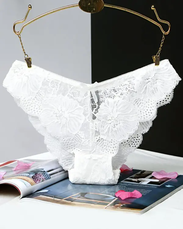 3PCS/Set Bowknot Deocr Lace Panty(Colors Sent Randomly)