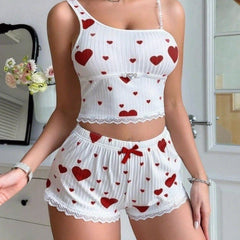 Two-Piece Casual Printed Camisole Pajama Set