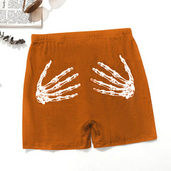 Halloween Skeleton Hand Boyshort Panties - Brown