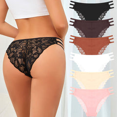 Sexy Low-Rise Panties With Lace Trim And Cotton Fabric