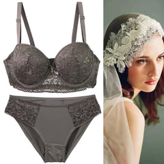 Sexy Lace Bra Set With Underwire And Push-Up Design