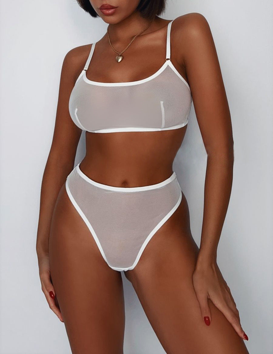 Mesh See-Through Sexy Temptation Tube Top Bra Underwear Set