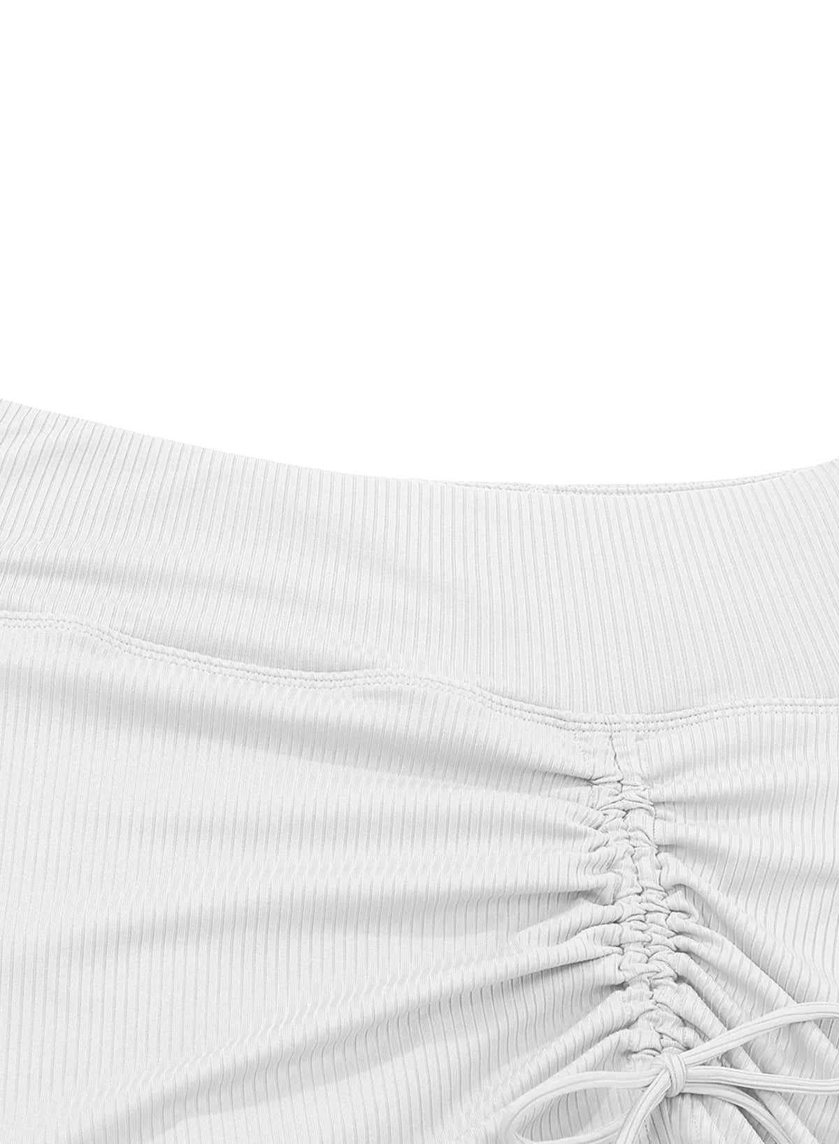 Solid Color High Waist Pleated Skirt With One Side Tie Swim Short