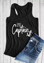 Dibs On The Captain Anchor Racerback Tank - Black