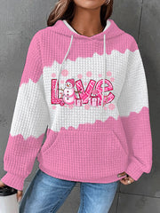 Pink Love Printed Long Sleeve Hooded Sweatshirt