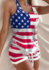 American Flag Racerback Tank And Shorts Pajamas Set