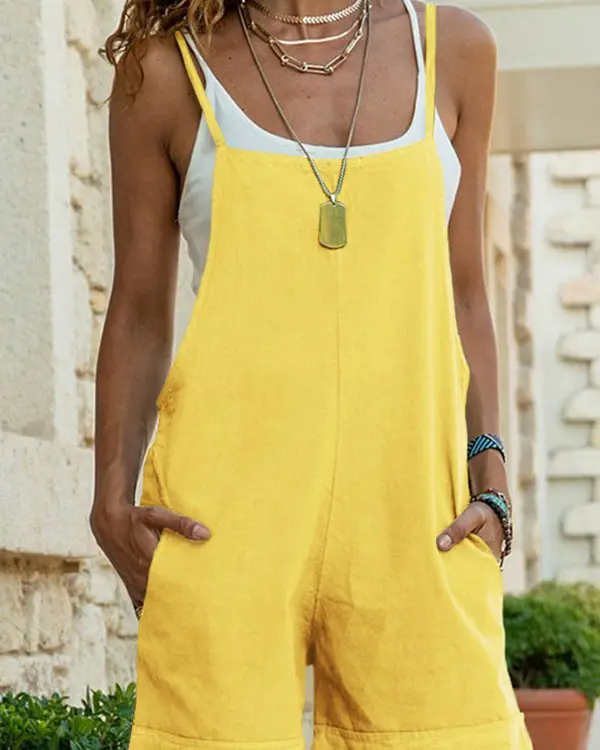 Pocke Design Spaghetti Strap Romper