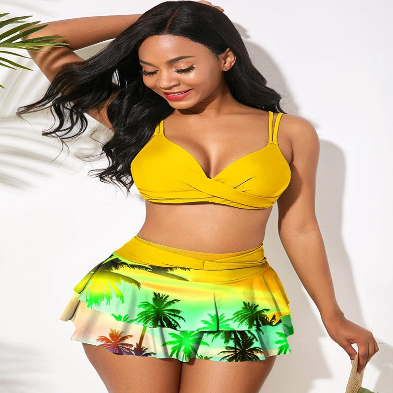 High Waist Ruffled Printed Bikini Set