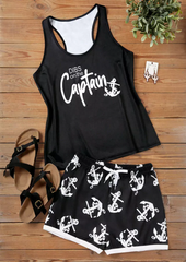 Dibs On The Captain Anchor Tank And Shorts Pajamas Set