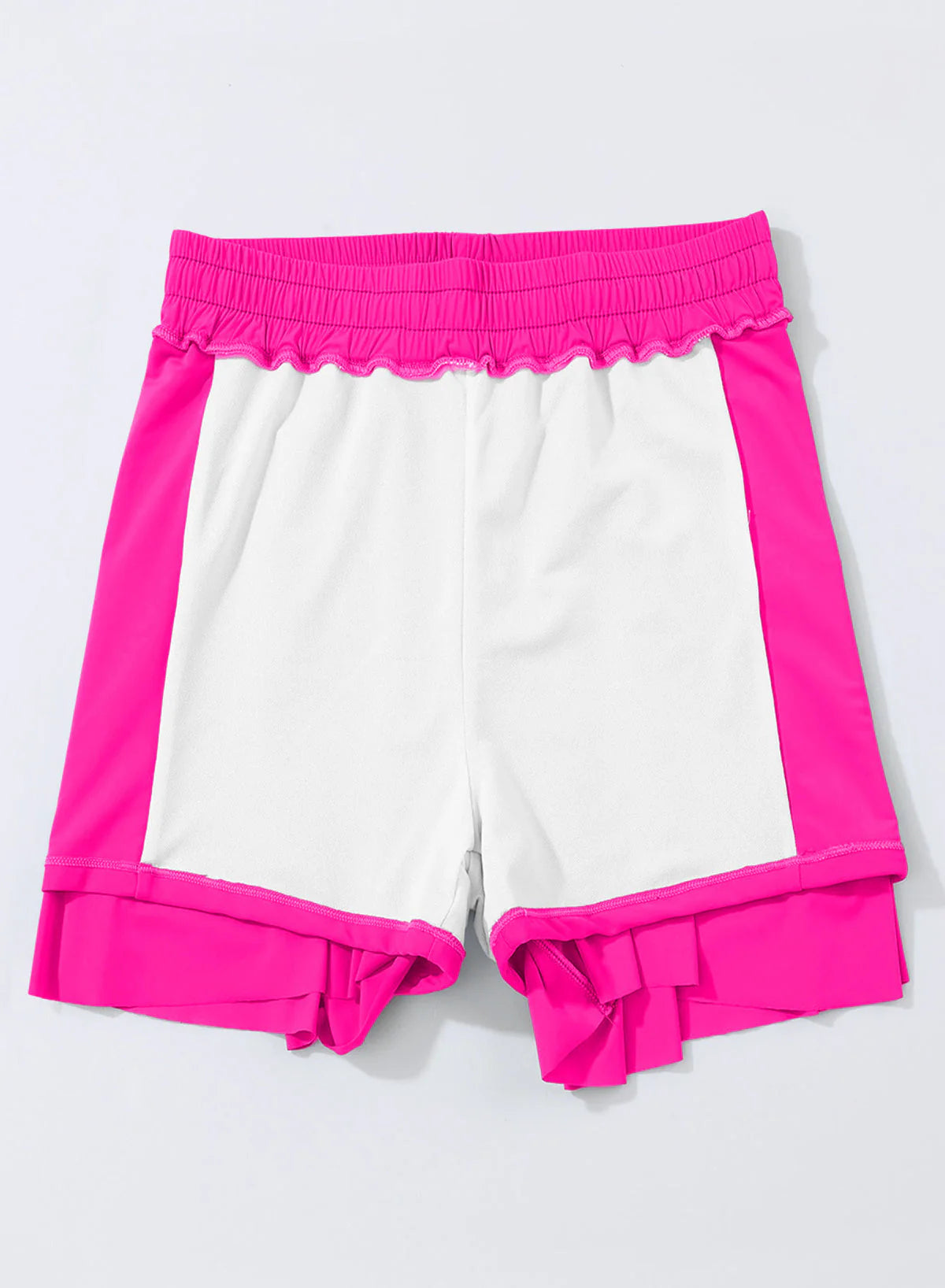 Pink Solid Color Simple Versatile High Waist Swim Short