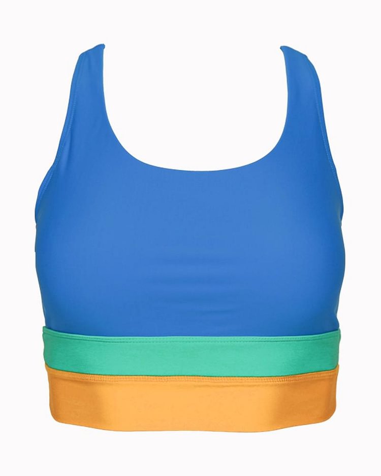High-Waist Colorblock Marine Cut Back Crop Bikini Set