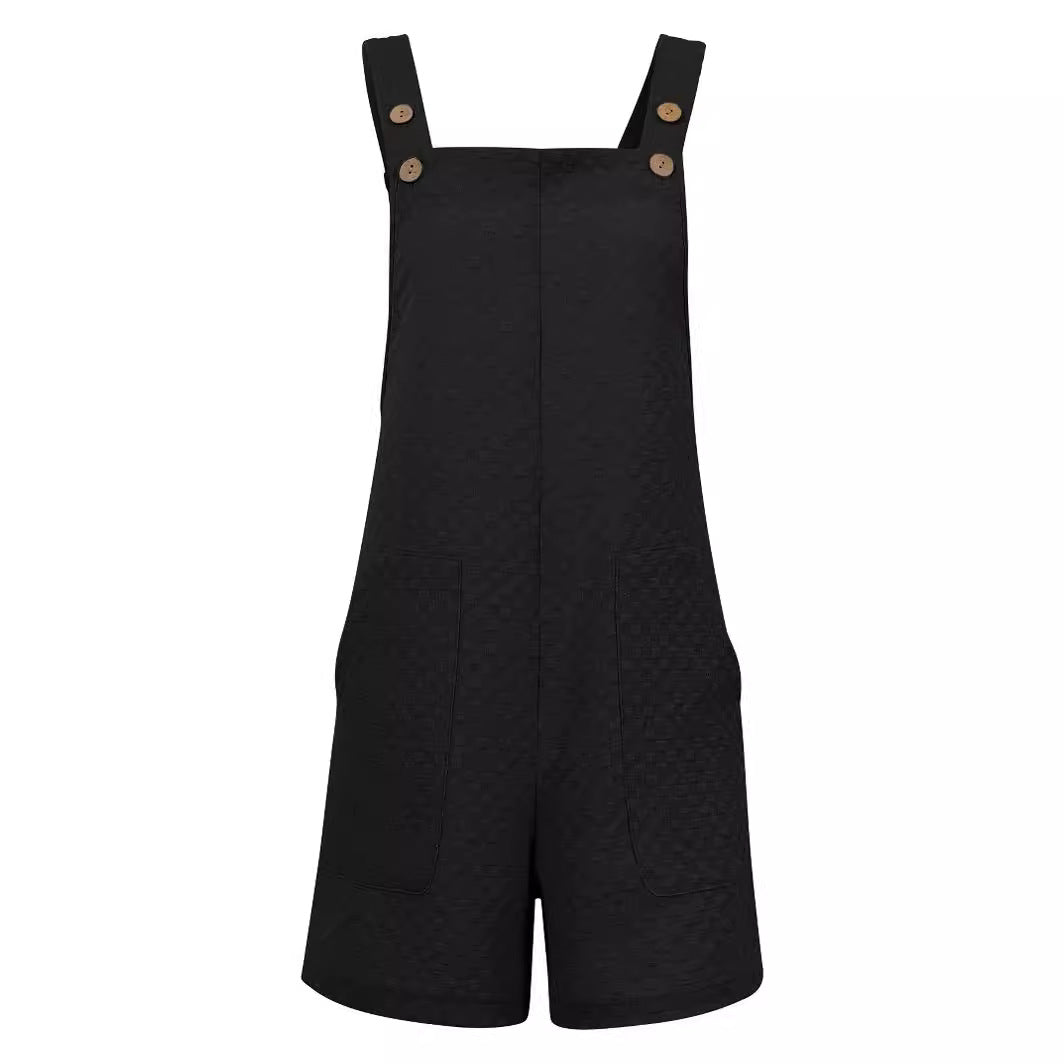 Women's Sleeveless Straight Jacquard Solid Color Overalls Jumpsuit
