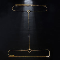 Diamond-Studded Heart-Shaped Sexy Leg Ring And Body Chain