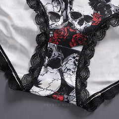 Lace Stitching Ice Silk Thin Halloween Print Briefs