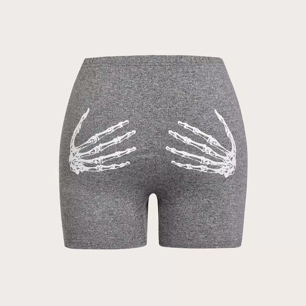 Halloween Skeleton Hand Boyshort Panties - Gray