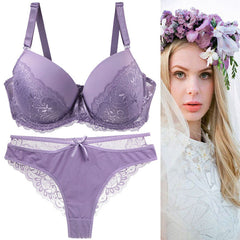 Lace Sexy Solid Color Bra Set