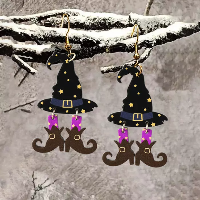 Halloween Witch Hat Boots Earrings