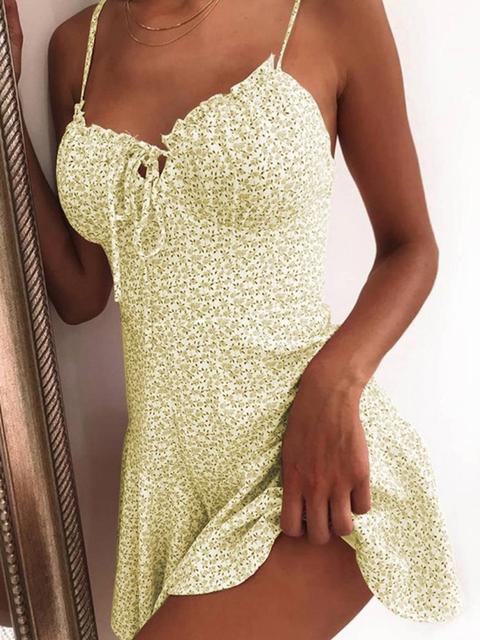 Floral Print Tie Front Mini Dress