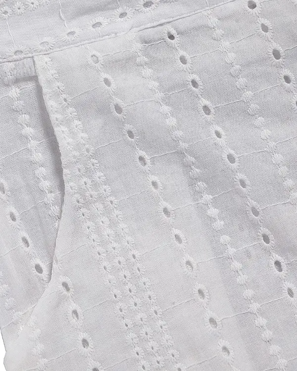 Eyelet Embroidery Buttoned Top & Pocket Design Shorts Set