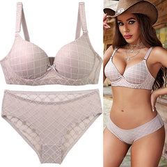 Plus Size Sexy Lace Underwire Push-Up Women's Underwear Set