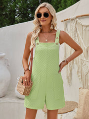 Women's Sleeveless Straight Jacquard Solid Color Overalls Jumpsuit