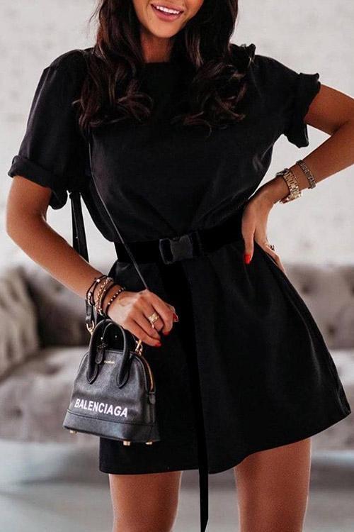 Casual T-Shirt Dress With Belt