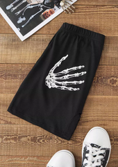 Halloween Skeleton Hand Boyshort Panties - Black