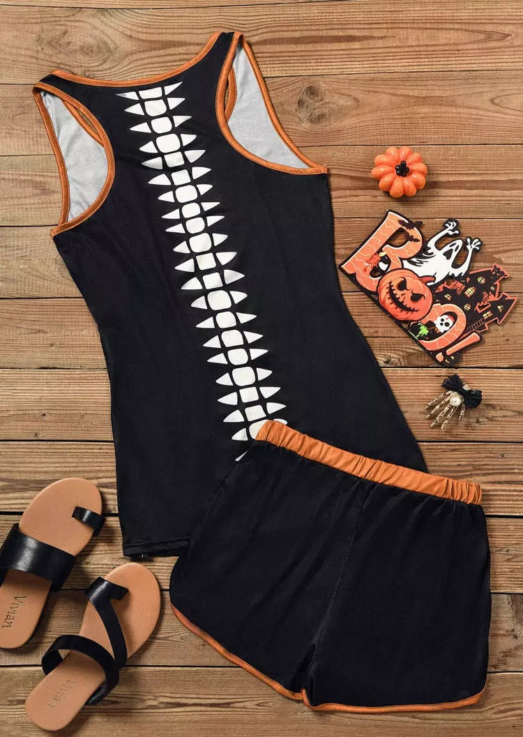 Halloween If You Like My Pumpkins You Should See My Pie Tank And Shorts Pajamas Set - Orange