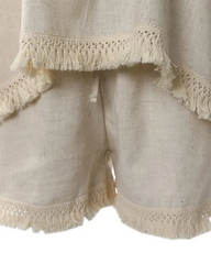 Spaghetti Strap Tassel Design Top & Shorts Set