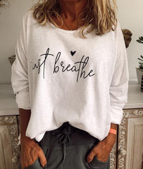 LETTER CASUAL LONG SLEEVE COTTON-BLEND SHIRTS & TOPS