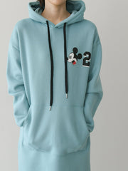 Mid-Length Over-The-Knee Velvet Thickened Hooded Sweater Dress