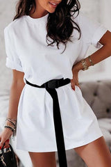 Casual T-Shirt Dress With Belt