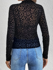 Single Layer Stand Collar Mesh Bottoming Shirt Top