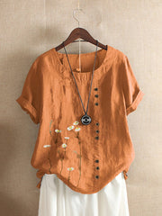 Crew Neck Short Sleeve Casual Shirt Top