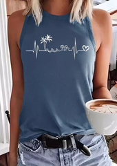 Beach Heartbeat Coconut Tree Racerback Tank - Blue