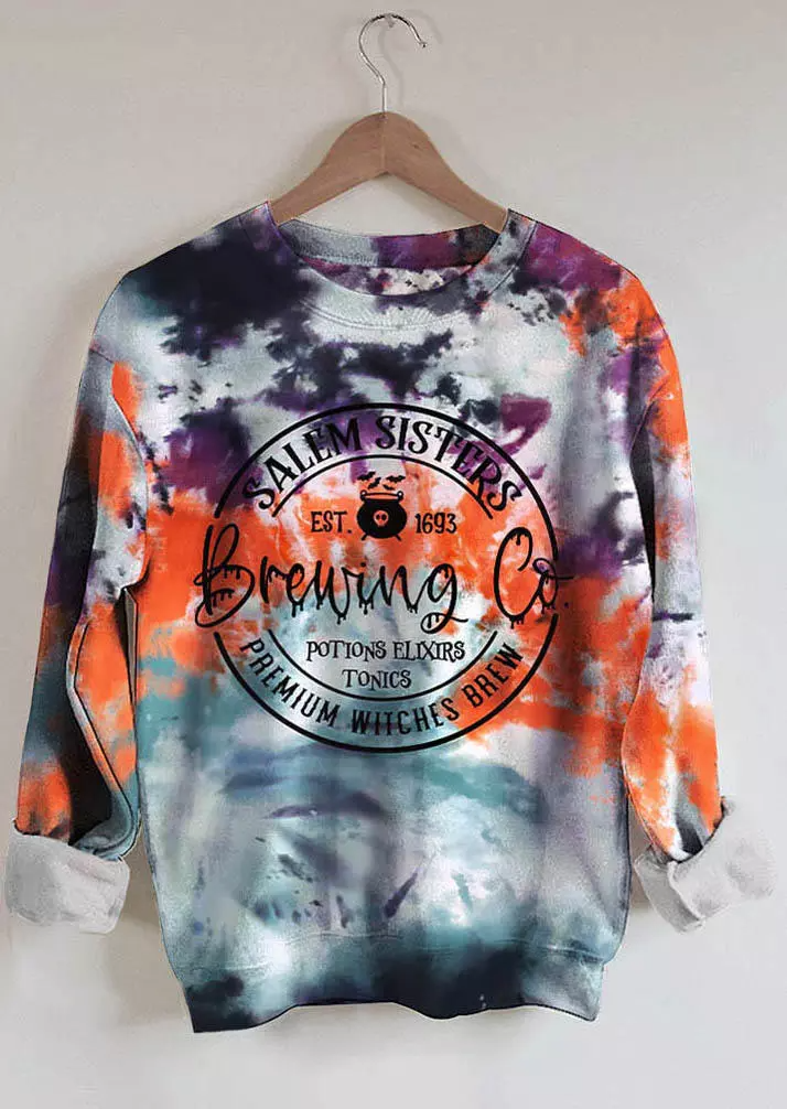 Halloween Tie Dye Witches Pullover Sweatshirt
