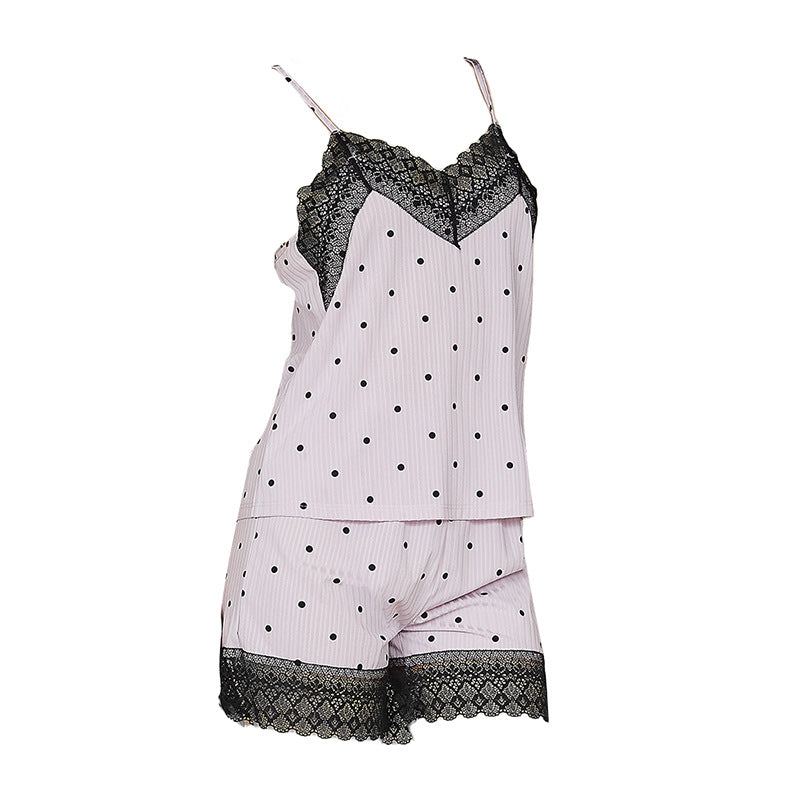 Polka Dot Print Sexy Camisole Home Wear Set