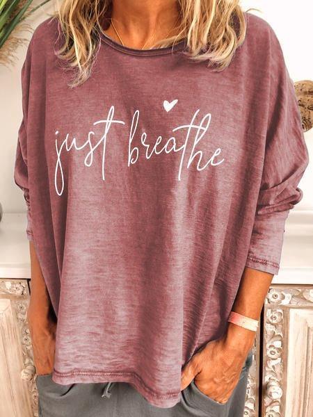 LETTER CASUAL LONG SLEEVE COTTON-BLEND SHIRTS & TOPS