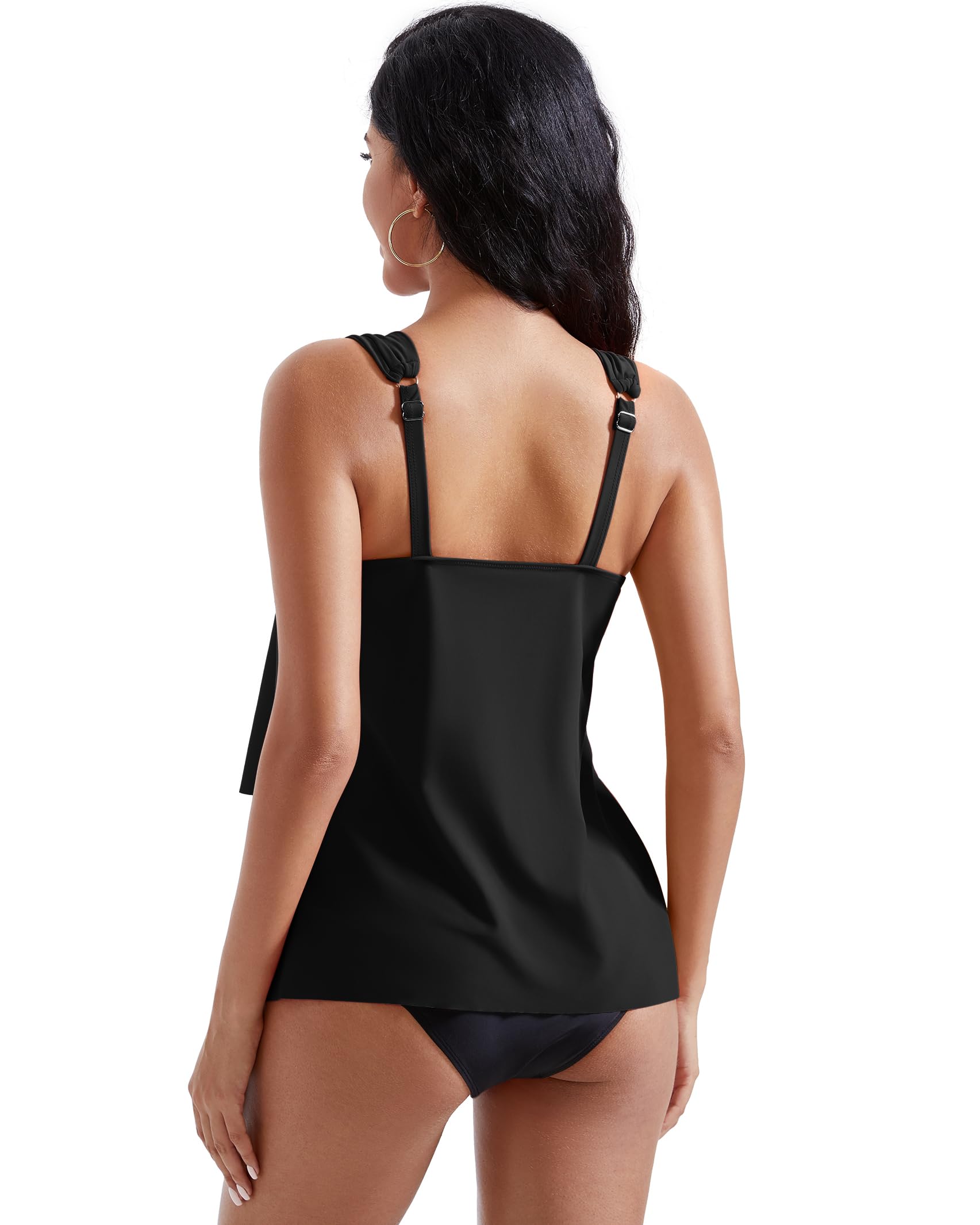 Ruffle High Waisted Swimsuit Tummy Control Tankini Set