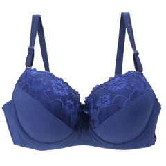 Lace-Trimmed Embroidered Thin Plus-Size Bra