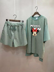 Wide-Leg Three-Quarter Pants Cute Loose T-Shirt Two-Piece Suit