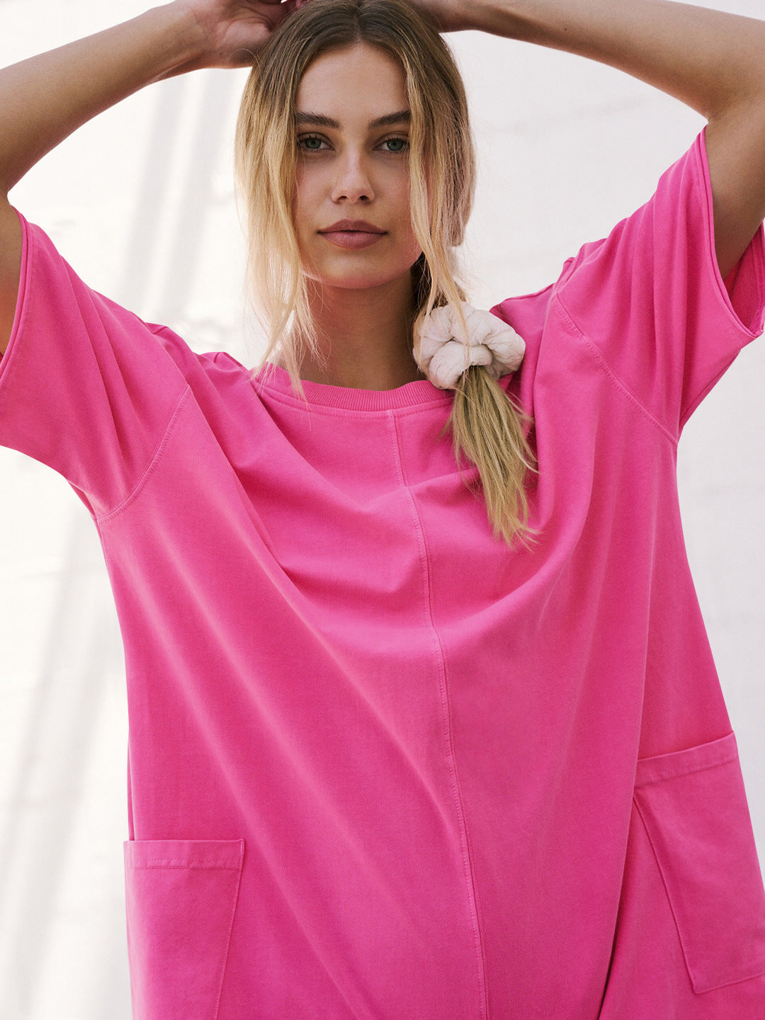 Loose Casual Short-Sleeved V-neck Backless Jumpsuit